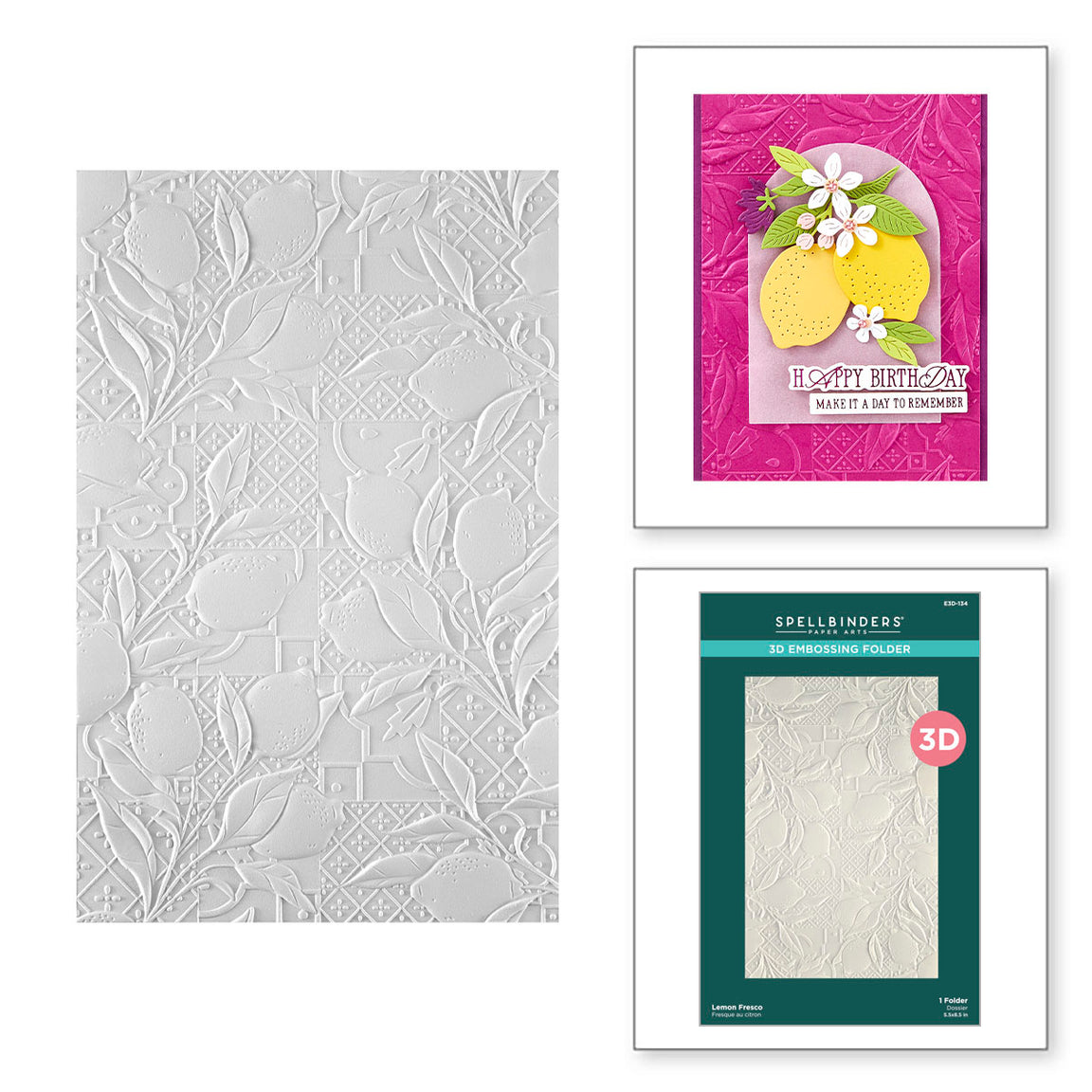 Spellbinders Lemon Fresco 3D Embossing Folder from the La Dolce Vita Collection