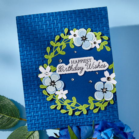 Spellbinders Birthday Wishes Sentiments BetterPress Plate & Die Set from the Texture & Foliage Collection by Suzanne Hue