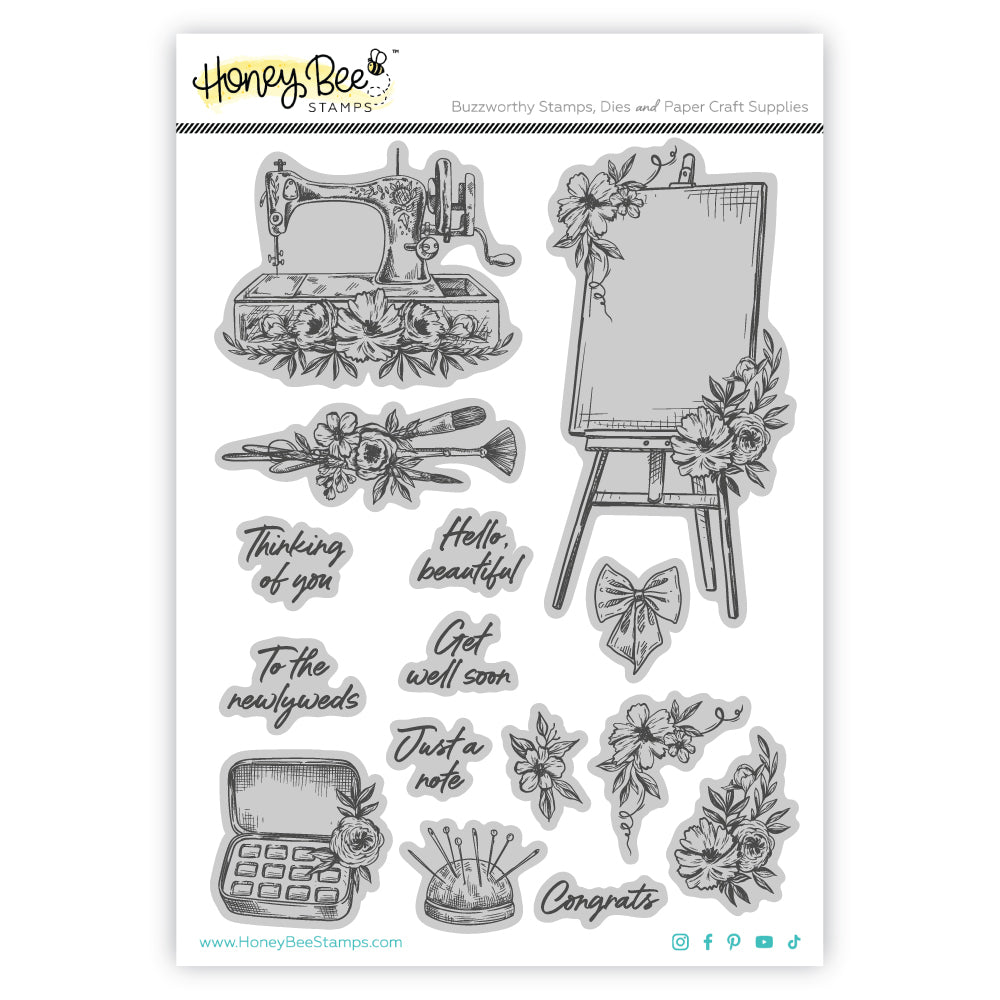 Honey Bee Stamps Floral Easel - 6x8 Rubber Cling Stamp