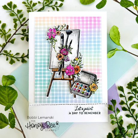Honey Bee Stamps Floral Easel - 6x8 Rubber Cling Stamp