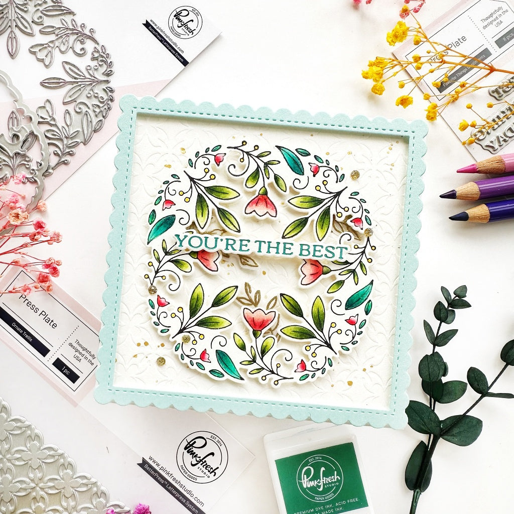 Pinkfresh Studio Floral Round Frame Press Plate & Die Set Bundle