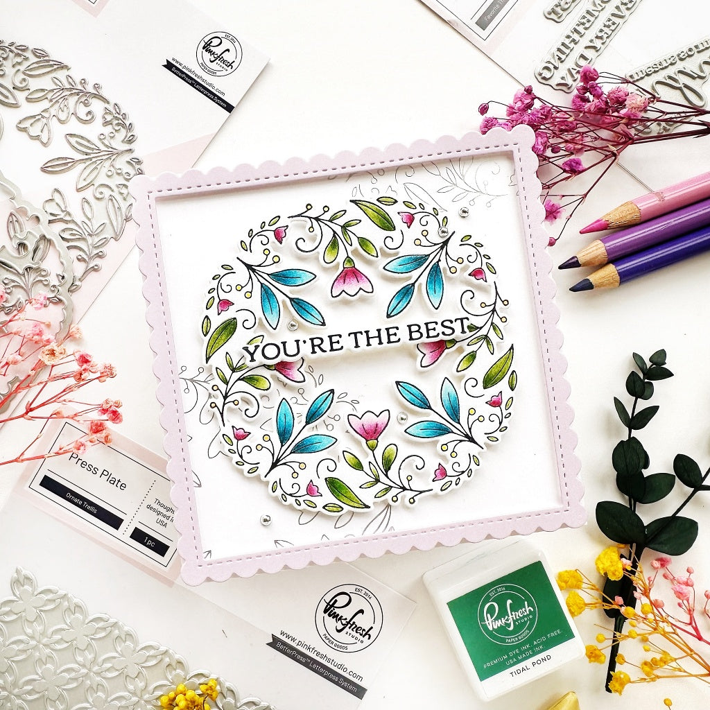 Pinkfresh Studio Floral Round Frame Press Plate & Die Set Bundle