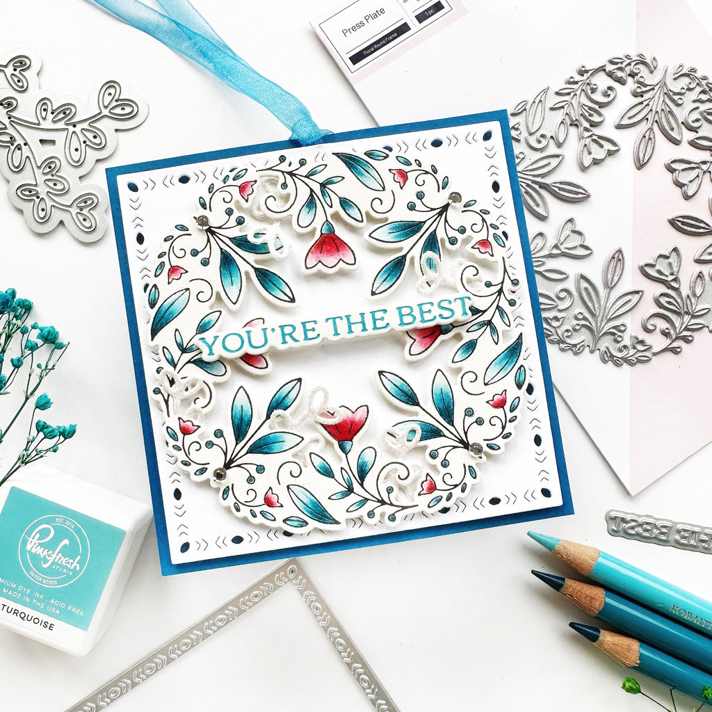 Pinkfresh Studio Floral Round Frame Press Plate & Die Set Bundle