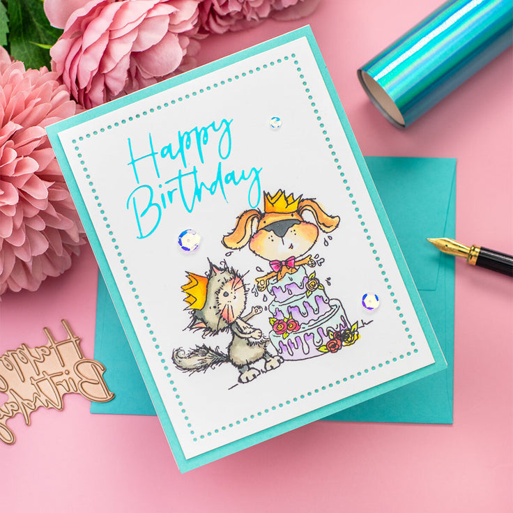Spellbinders Thank You & Happy Birthday Glimmer Hot Foil Plate Set - Stylish Script Collection