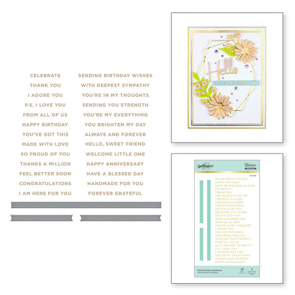 Spellbinders Mini Everyday Sentiments Glimmer Hot Foil Plate & Die Set - Simply Perfect Collection