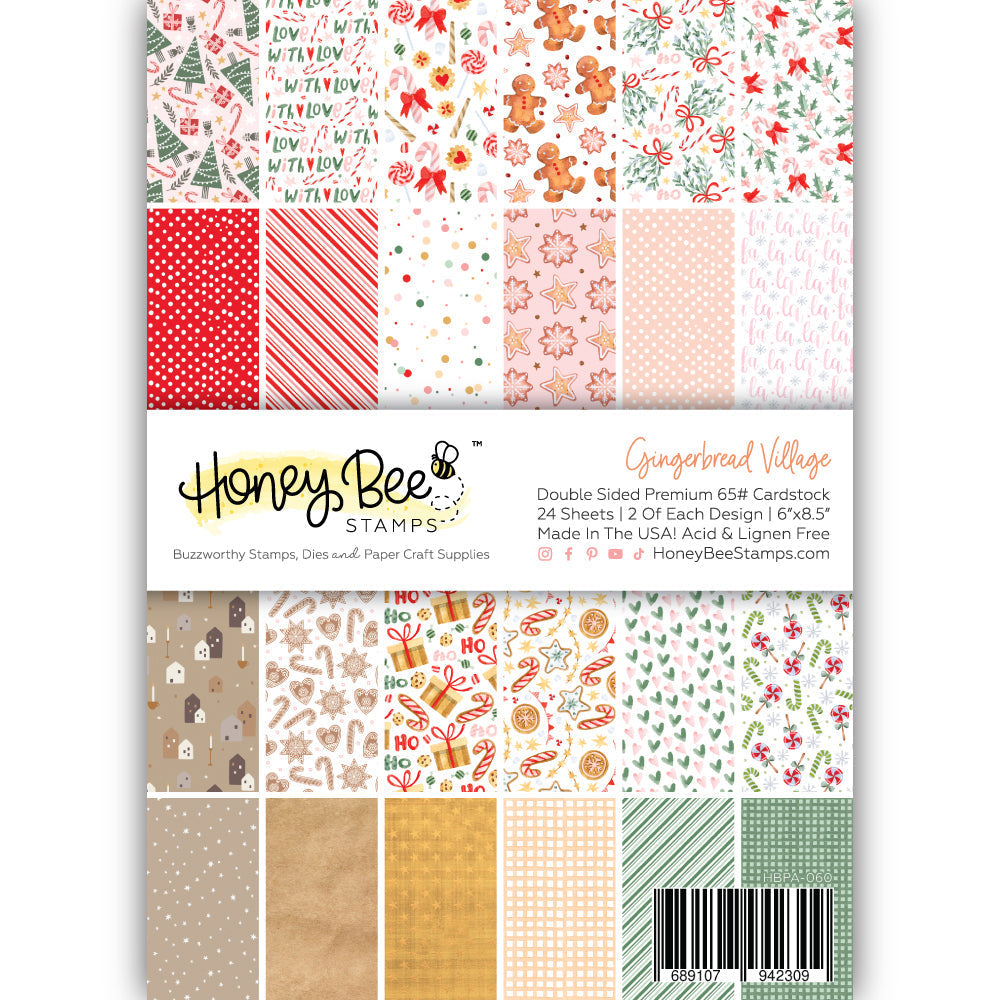 Honey Bee Gingerbread Village Paper Pad 6 x 8.5 - 24 Double Sided Sheets