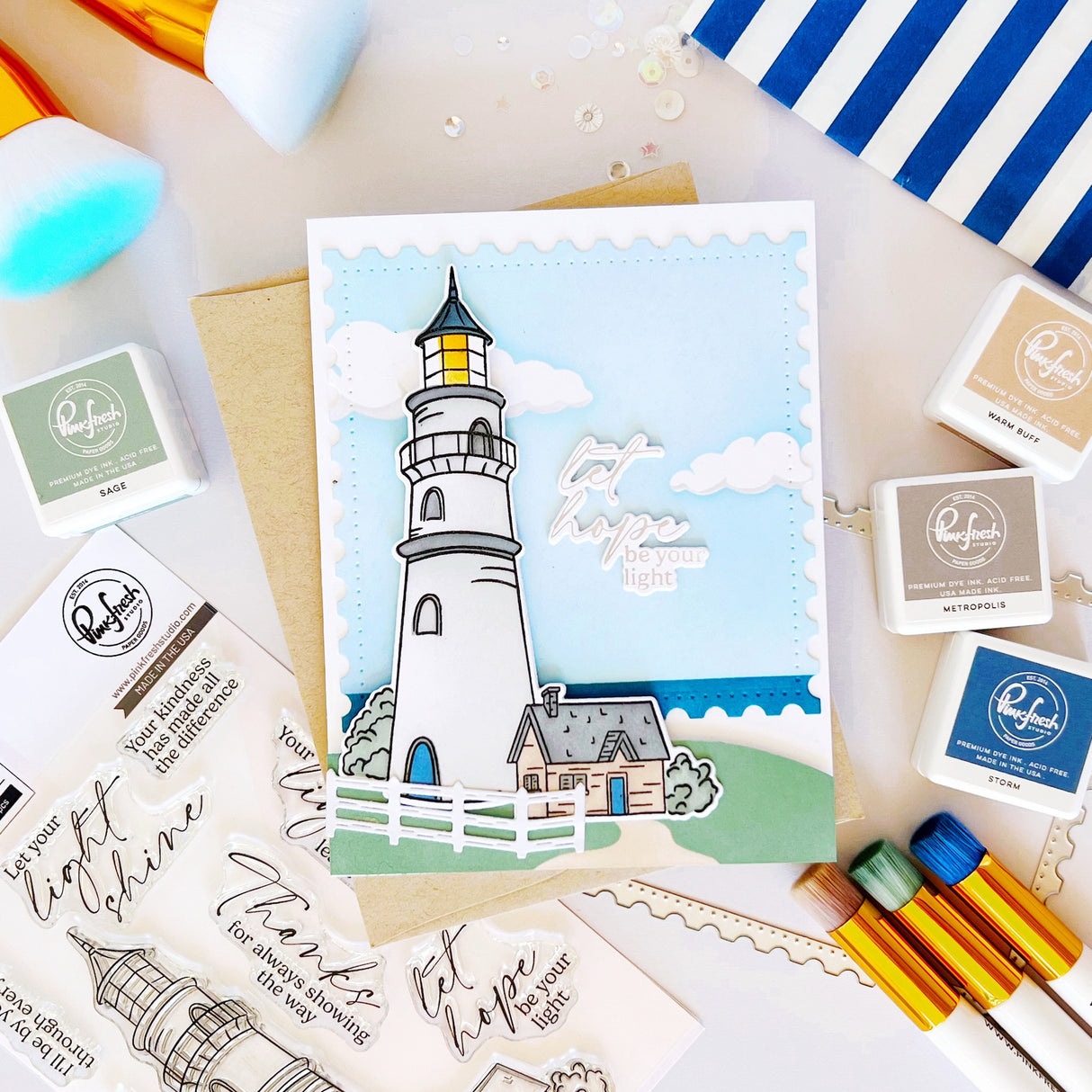 Pinkfresh Studio Guiding Light Stamp Die & Stencil Bundle