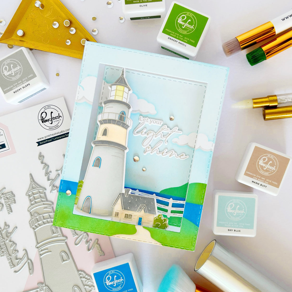 Pinkfresh Studio Guiding Light Stamp Die & Stencil Bundle