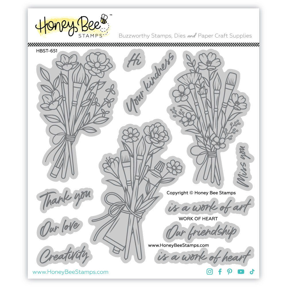 Honey Bee Stamps Work Of Heart - 6"x6" Stamp Set