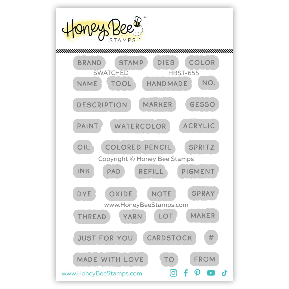 Honey Bee Stamps Swatched - 3"x4" Stamp Set