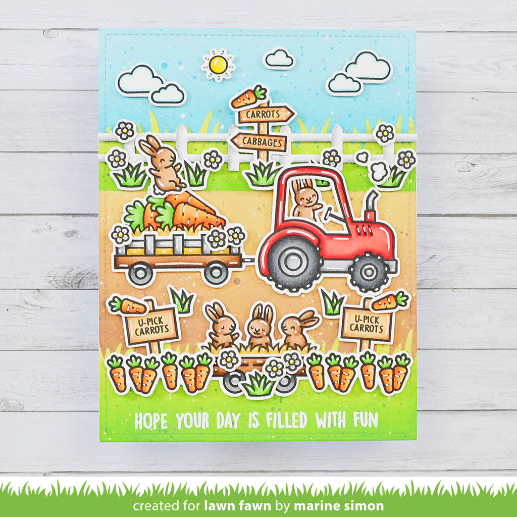 Lawn Fawn Hay There, Hayrides! Bunny Add-on Stamp and Die Set Bundle
