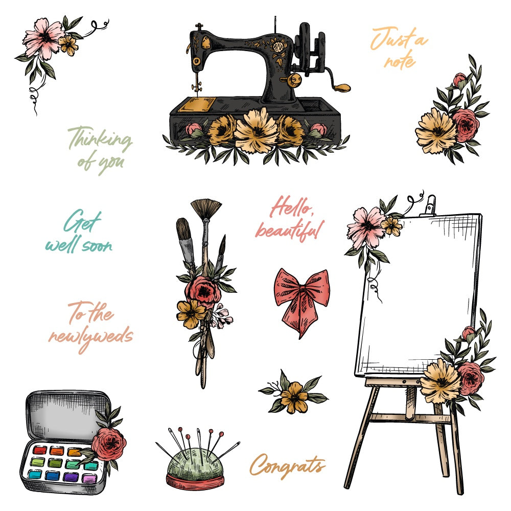 Honey Bee Stamps Floral Easel - 6x8 Rubber Cling Stamp