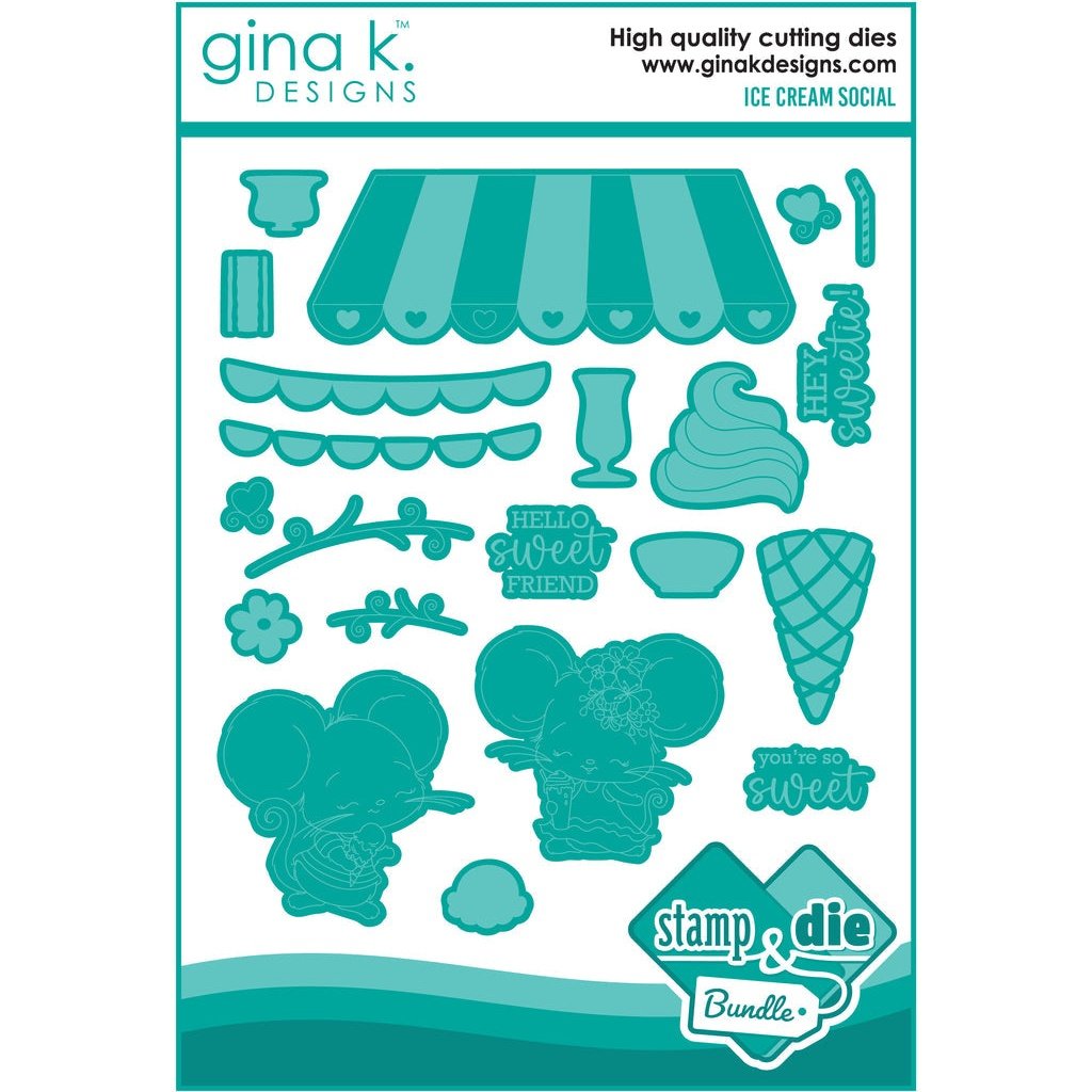 Gina K Designs Ice Cream Social Stamp & Die Set Bundle