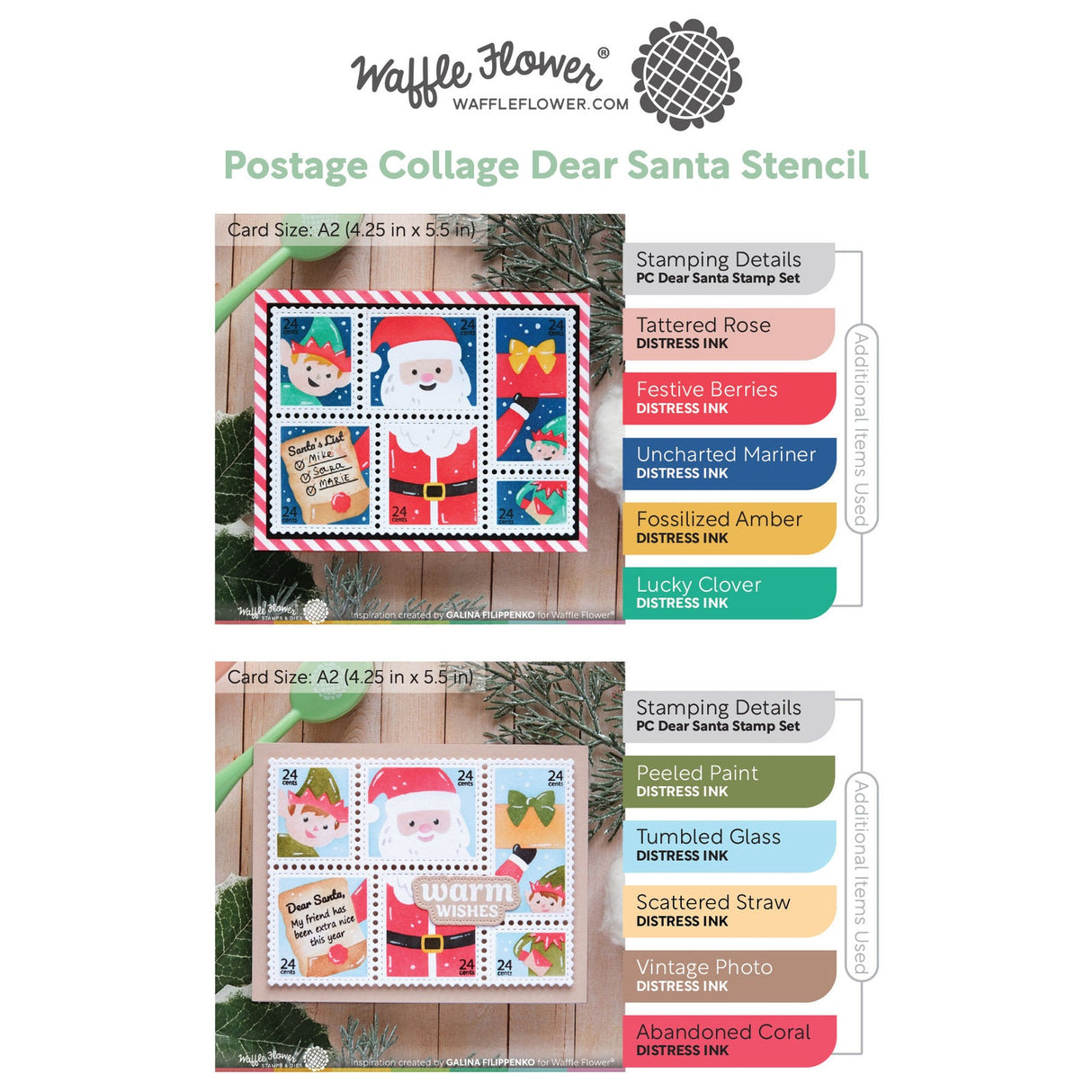 Waffle Flower Postage Collage Dear Santa Stencil