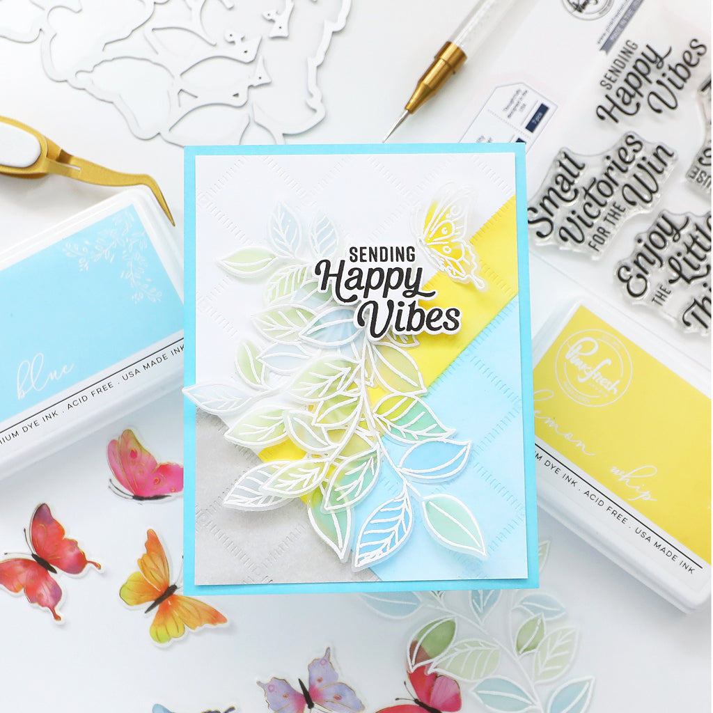 Pinkfresh Studio Fluttering Butterflies Stamp, Die, Stencil & Washi Bundle