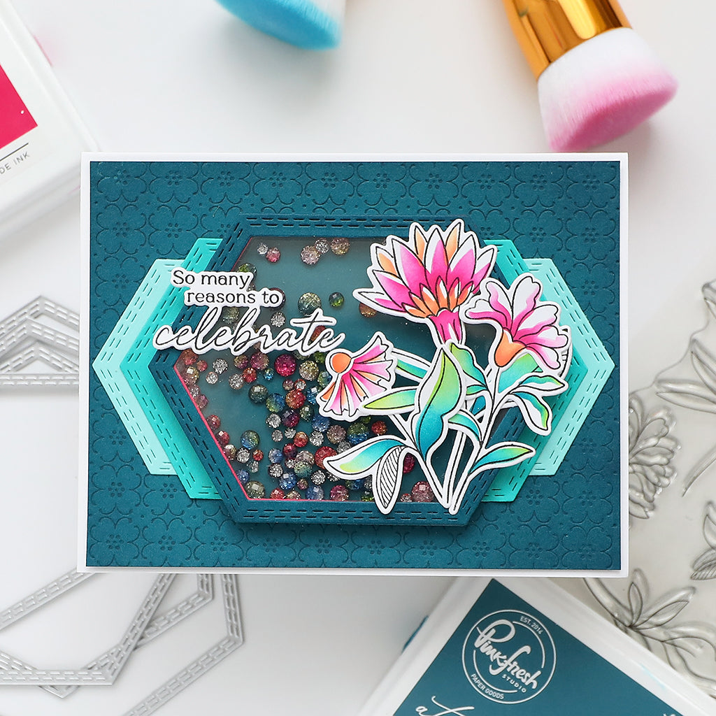 Pinkfresh Studio Nested Hexagons Double Stitch Die