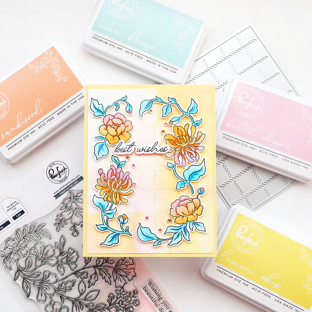 Pinkfresh Studio Best Wishes Stamp, Die, Stencil & Hot Foil Bundle