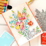 Pinkfresh Studio Playful Petals Stamp, Die, Stencil & Press Plate Bundle