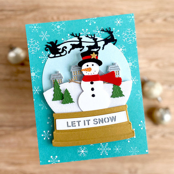 Spellbinders Snowman Scene Etched Dies - Simon's Snow Globes Collection - Simon Hurley