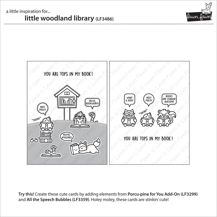 Lawn Fawn Little Woodland Library Stamp, Die & Stencil Bundle