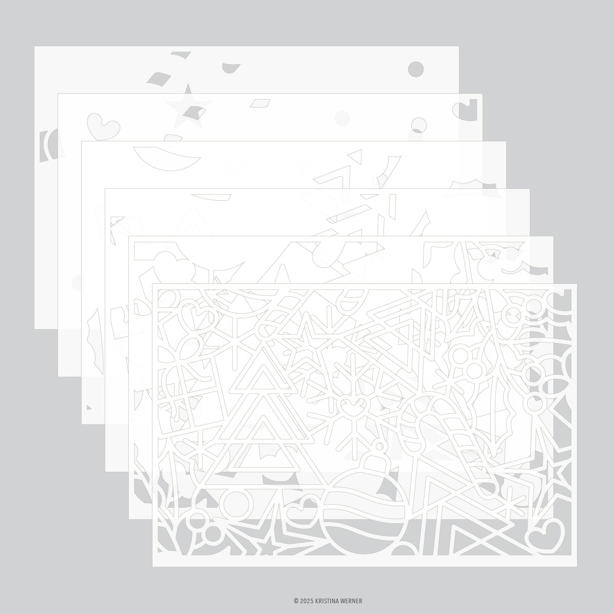 Concord & 9th Holiday Icons Stencil Pack (6 qty; 6 x 9)