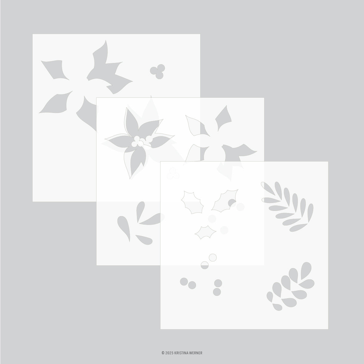 Concord & 9th Winter Greenery Stencil Pack (3 qty; 6 x 6)