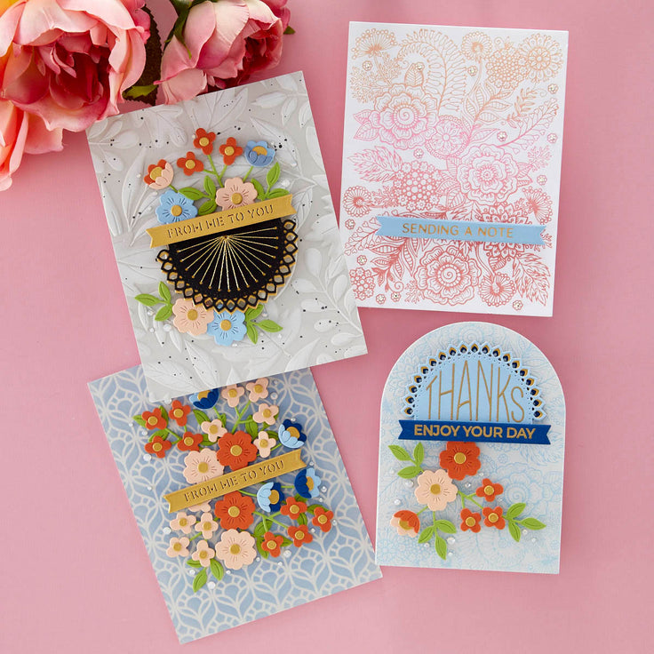 Spellbinders Kaleidoscope Arch Sentiments Clear Stamp Set - Kaleidoscope Arch Collection