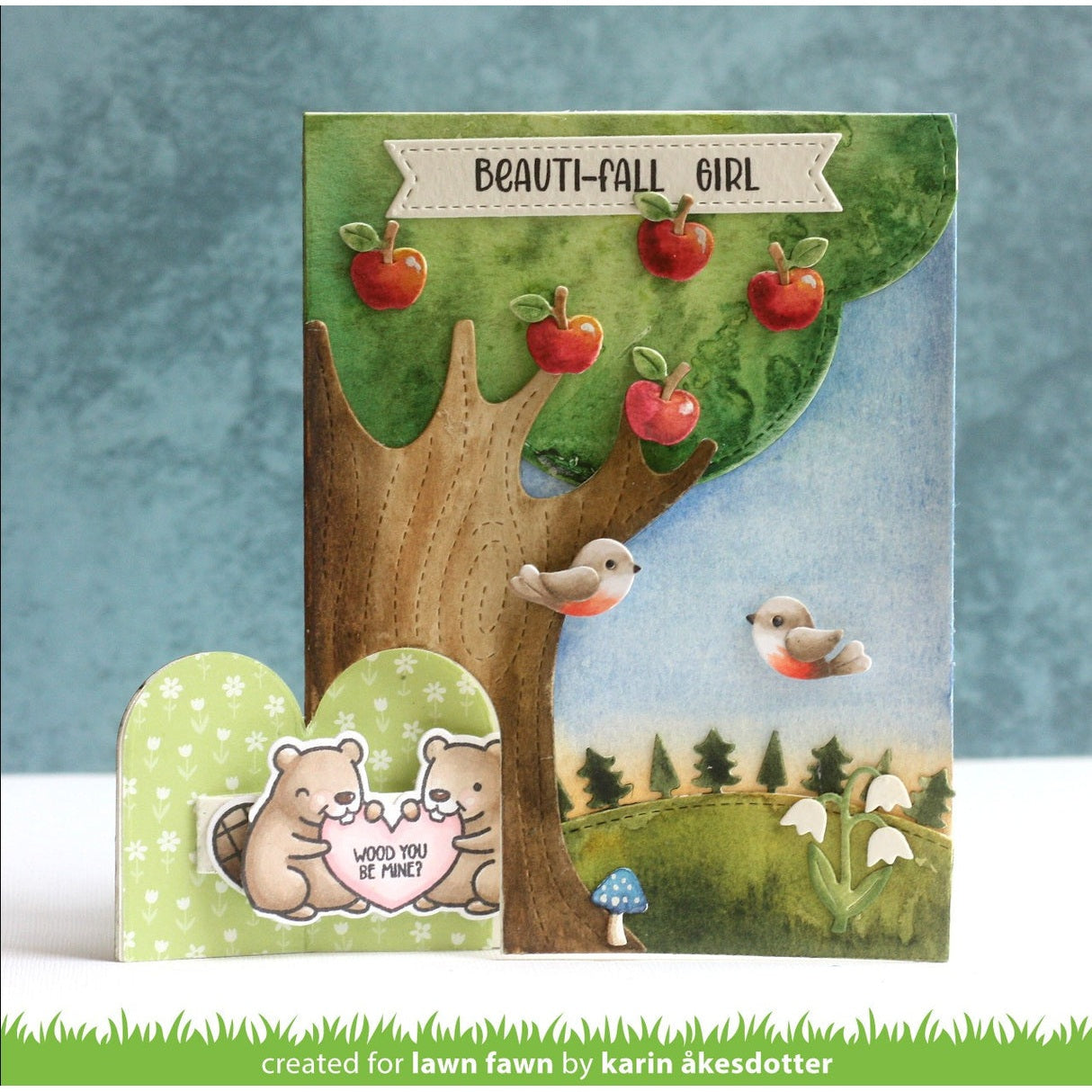 Lawn Fawn knock knock, who's there? tree add-on