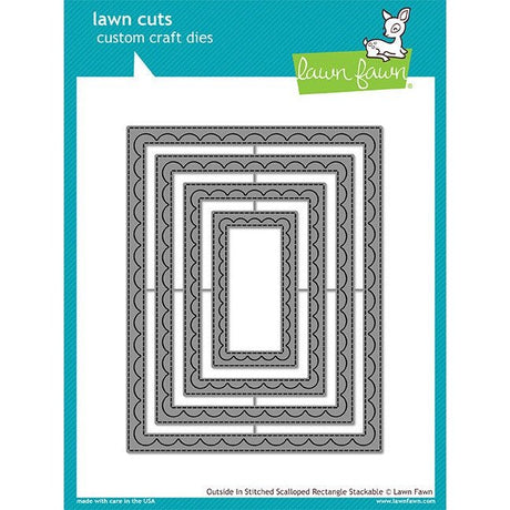 Lawn Fawn Outside In Stitched Scalloped Rectangle Stackables Die Set