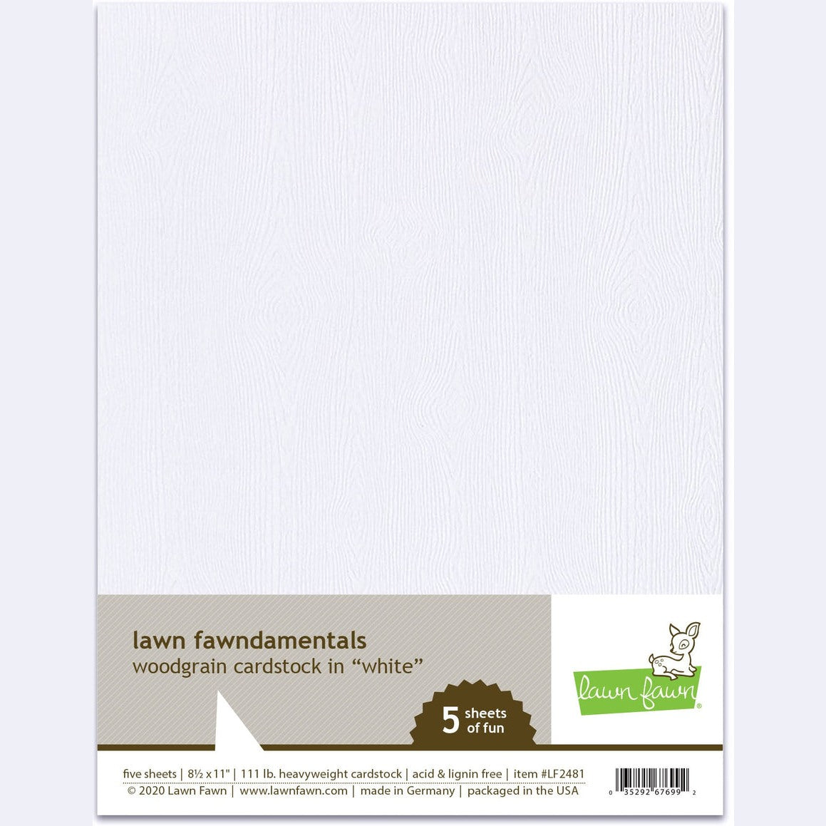 Lawn Fawn Woodgrain Cardstock White