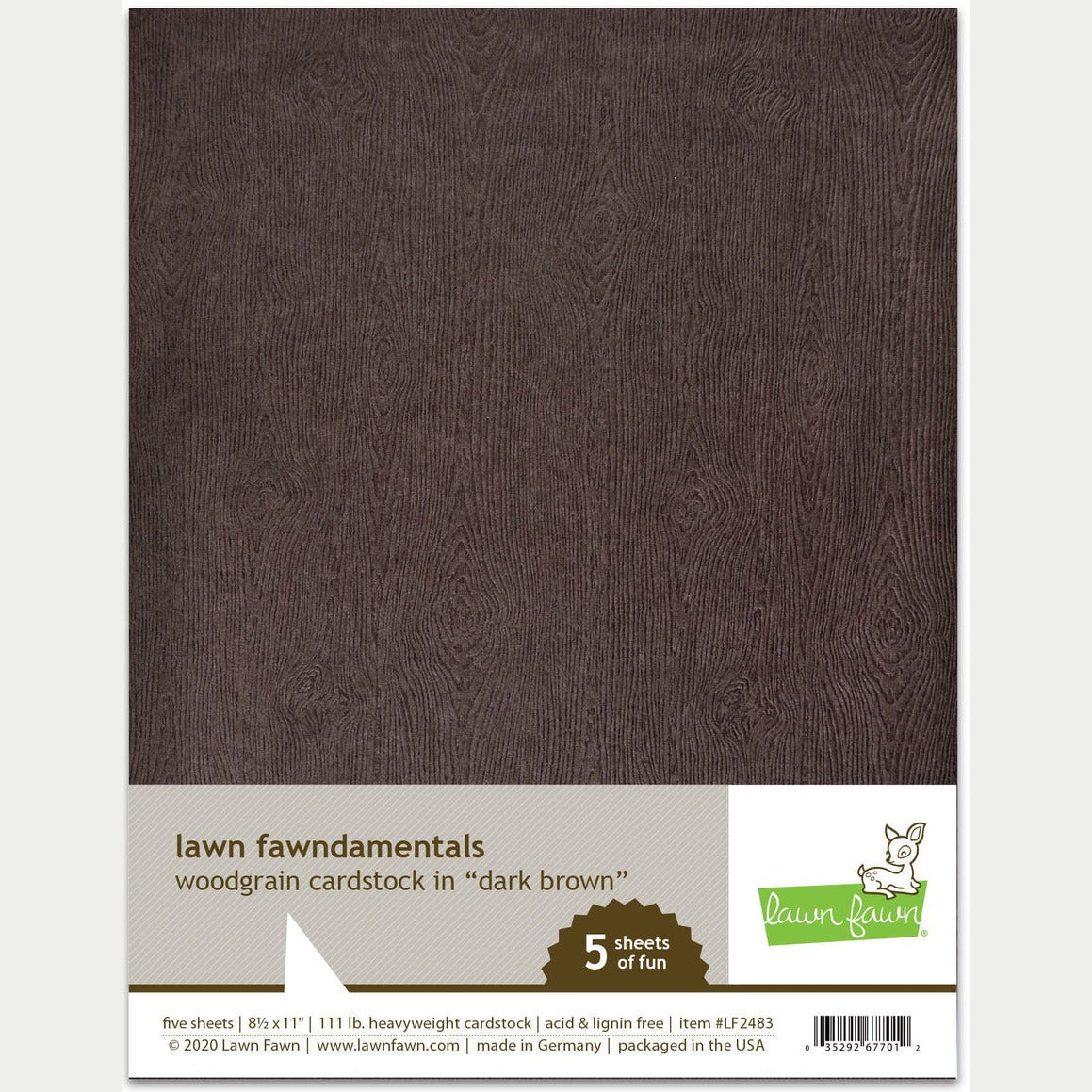 Lawn Fawn Woodgrain Cardstock Dark Brown