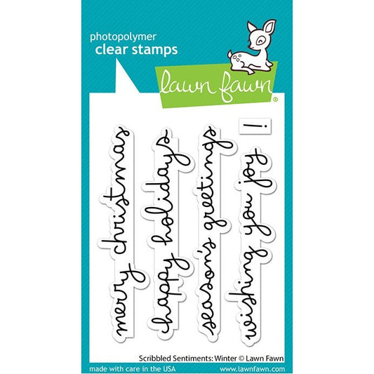 Lawn Fawn Scribbled Sentiments: Winter Stamp Set