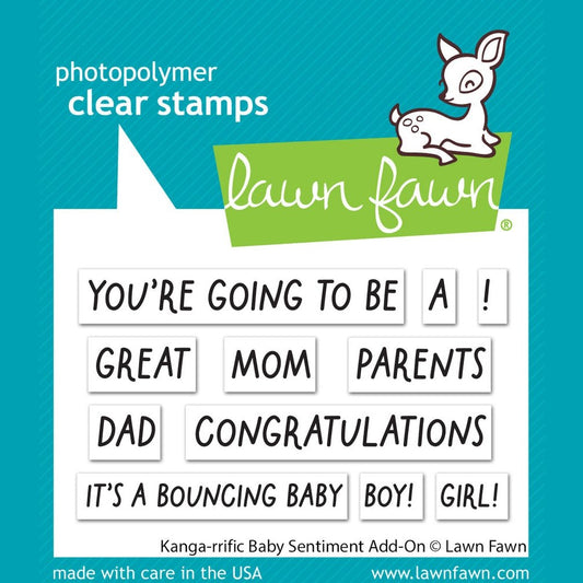 Lawn Fawn Kanga-riffic Baby Sentiment Add-on Stamp Set
