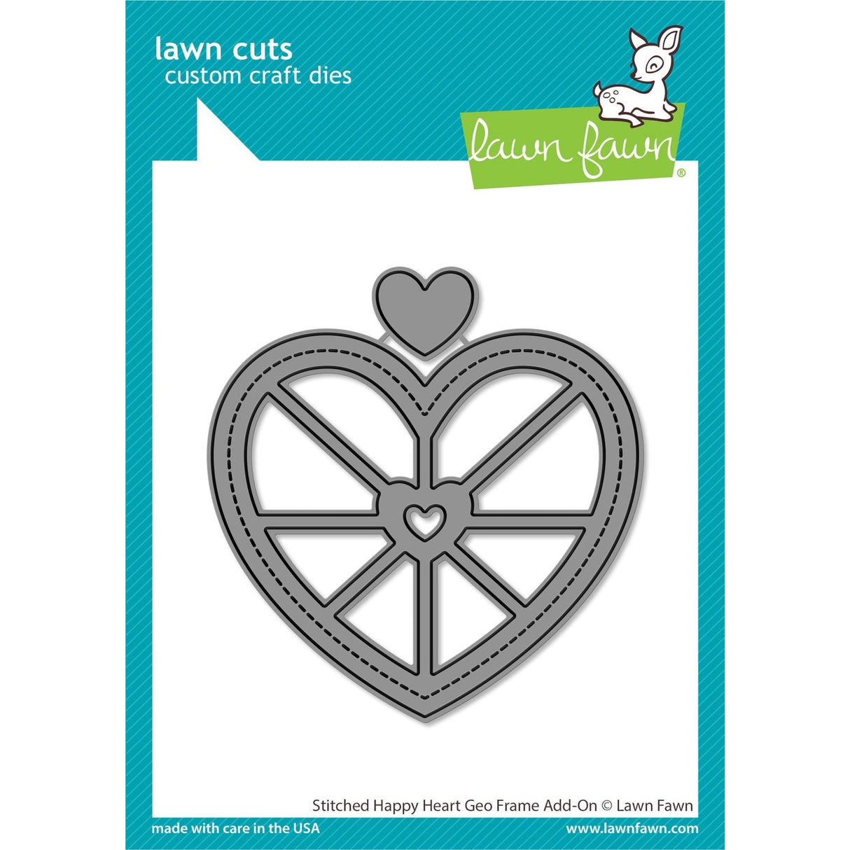 Lawn Fawn Stitched Happy Heart Geo Frame Add-on