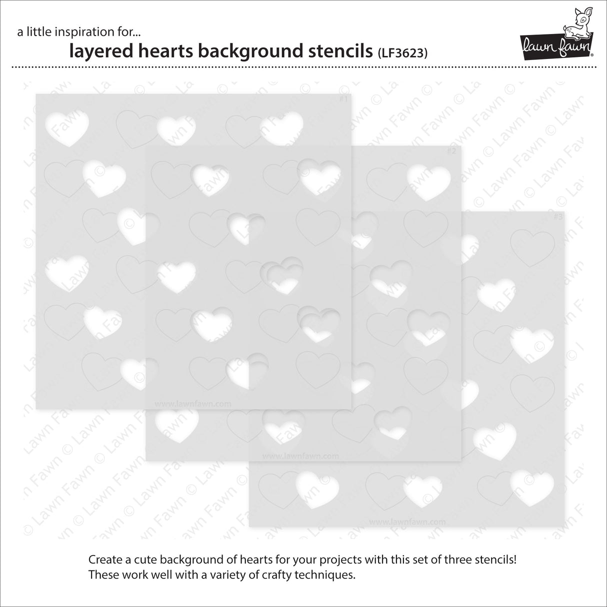 Lawn Fawn Layered Hearts Background Stencils