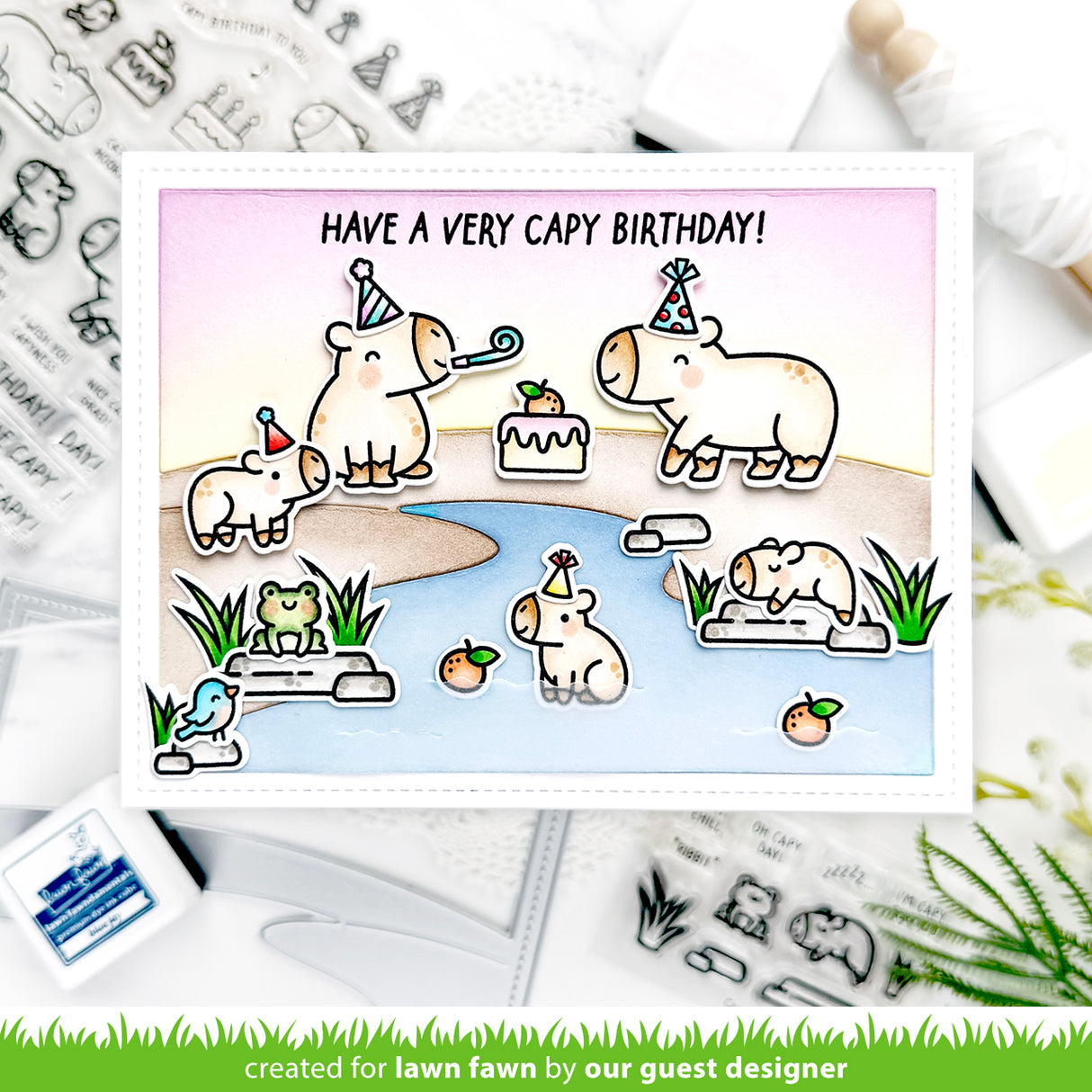 Lawn Fawn capybaras! add-on coloring stencils