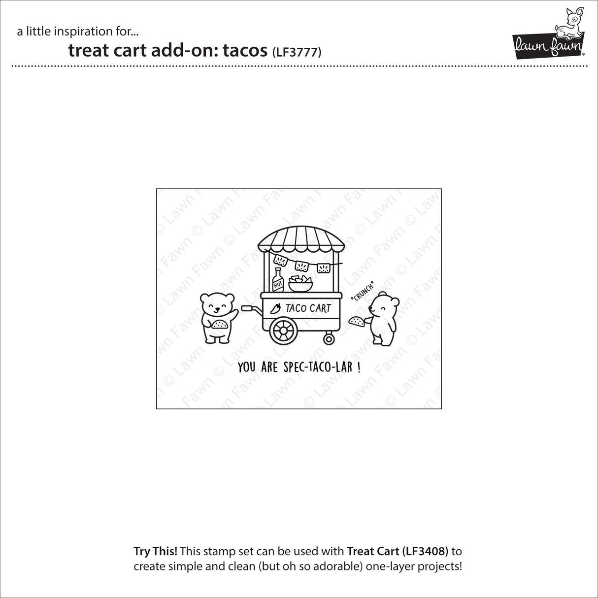 Lawn Fawn treat cart add-on: tacos stamp