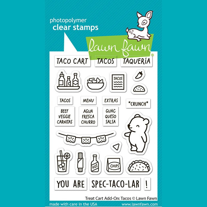 Lawn Fawn treat cart add-on: tacos stamp