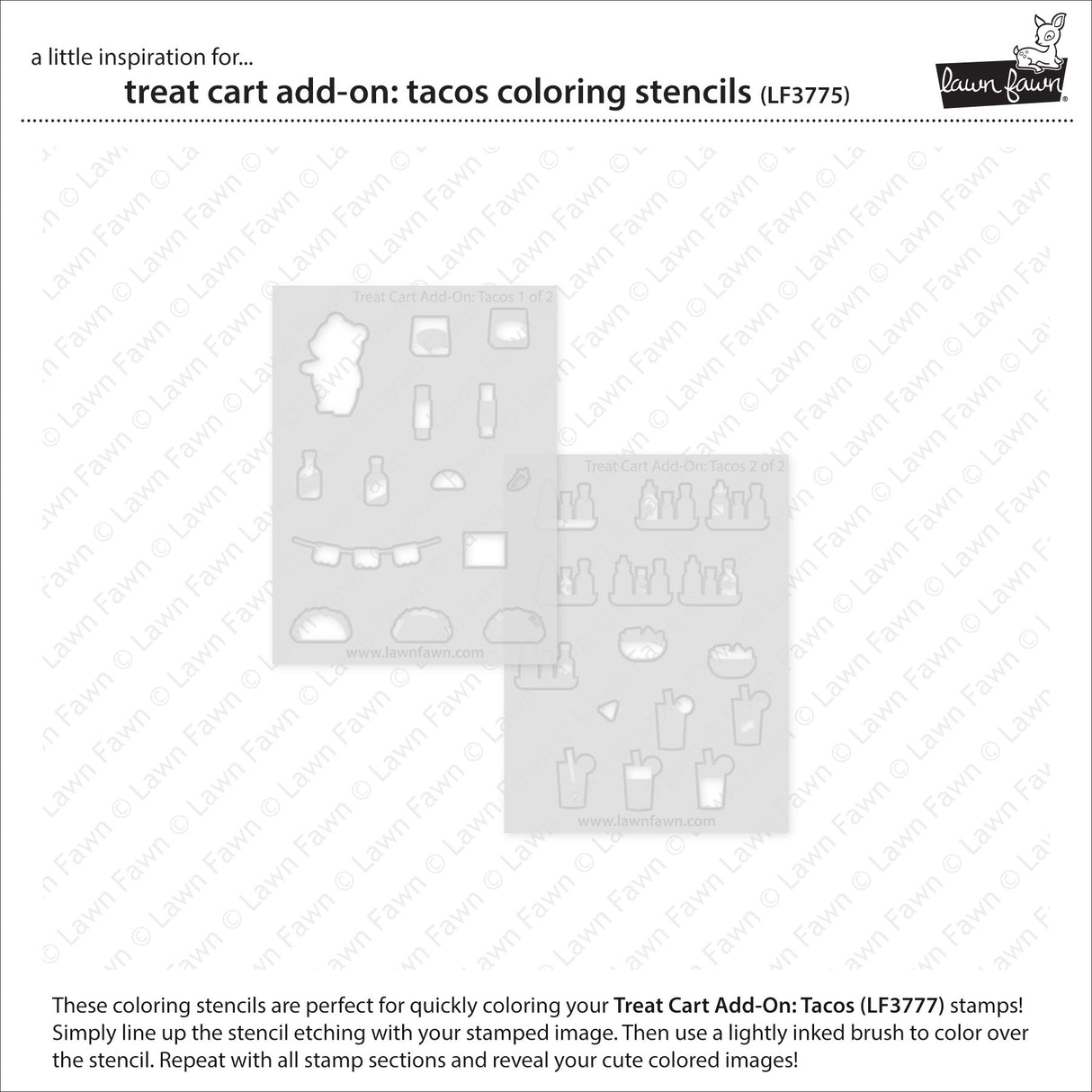 Lawn Fawn treat cart add-on: tacos coloring stencils
