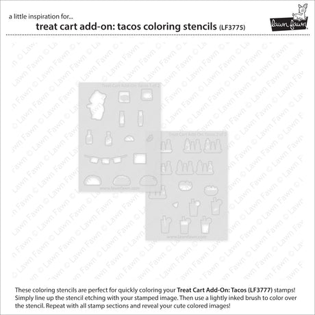 Lawn Fawn treat cart add-on: tacos coloring stencils
