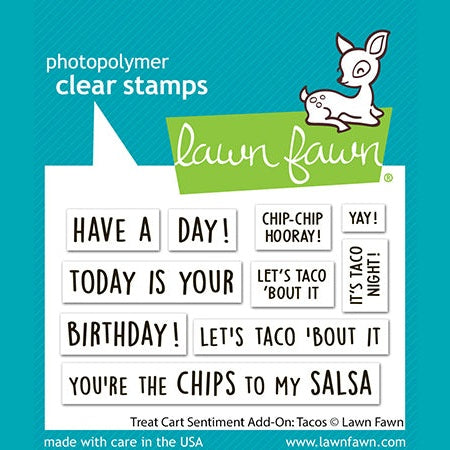 Lawn Fawn treat cart sentiment add-on: tacos