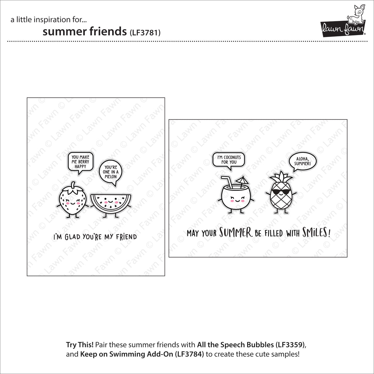 Lawn Fawn summer friends stamp
