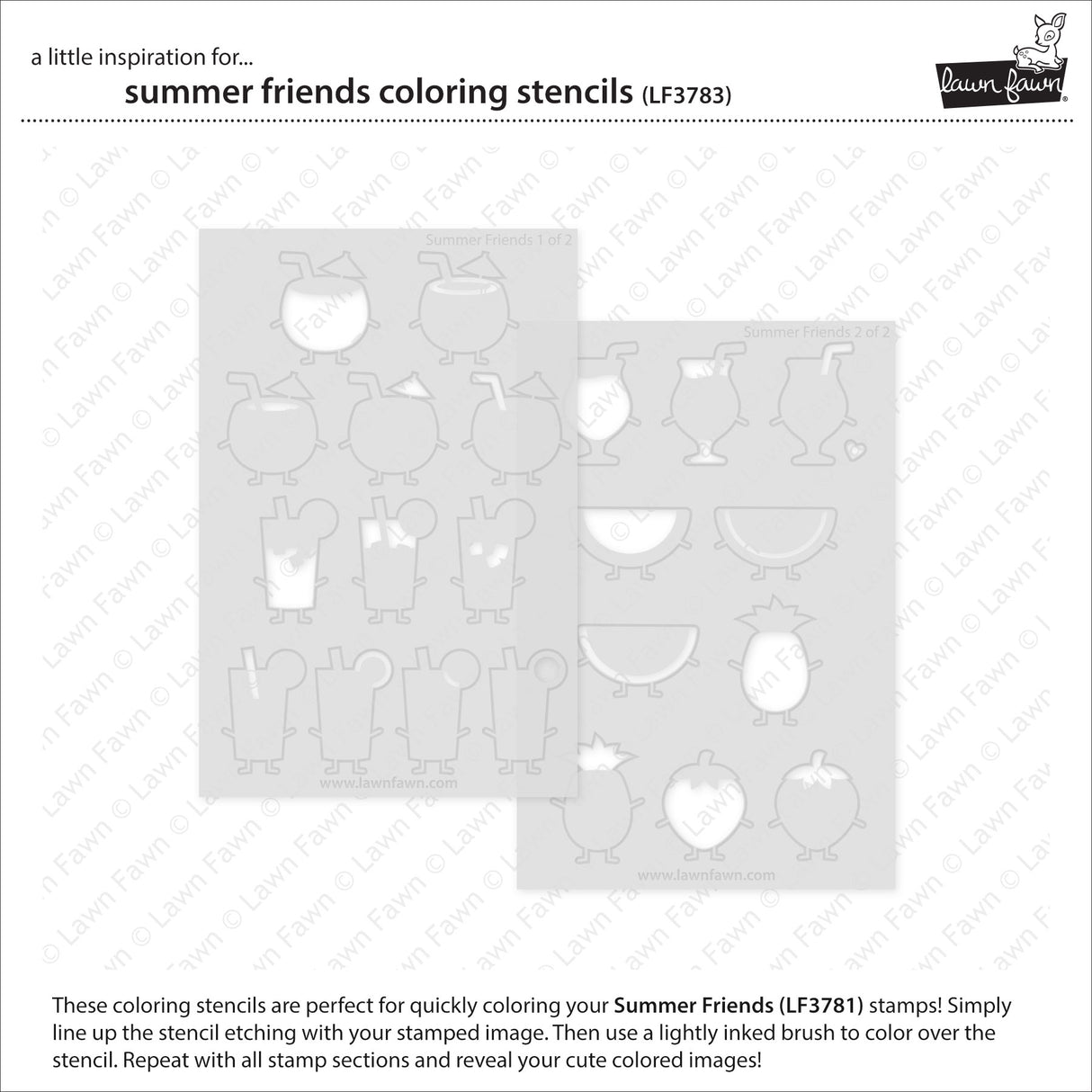Lawn Fawn summer friends coloring stencils