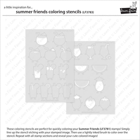 Lawn Fawn summer friends coloring stencils
