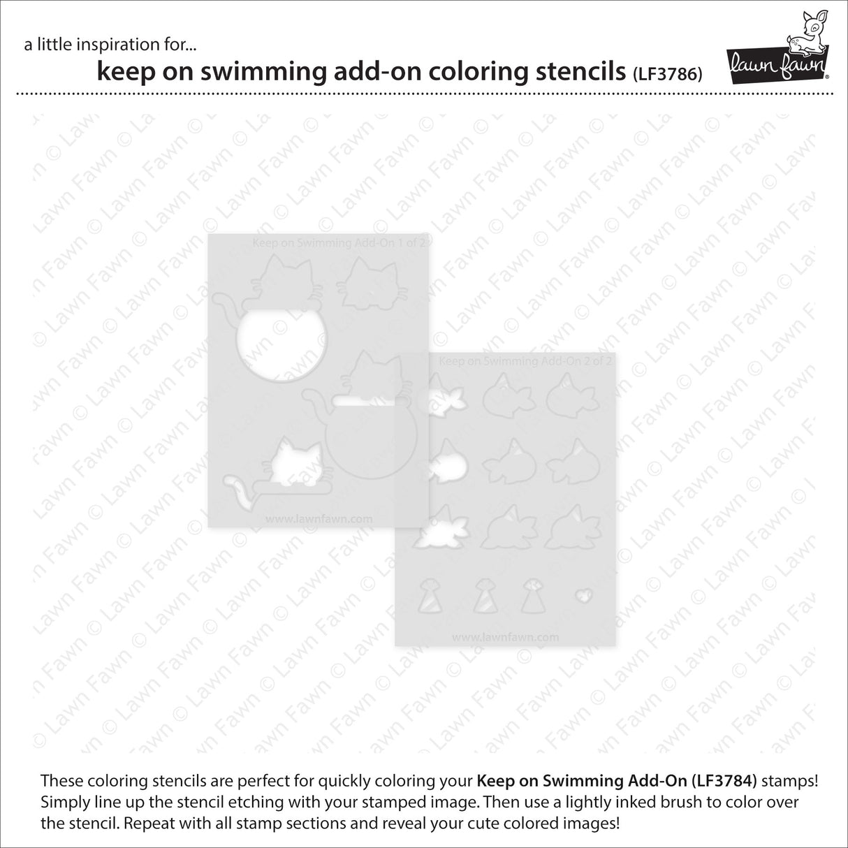 Lawn Fawn keep on swimming add-on coloring stencils