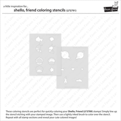 Lawn Fawn shello, friend coloring stencils