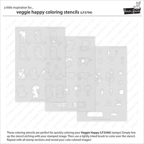 Lawn Fawn veggie happy coloring stencils