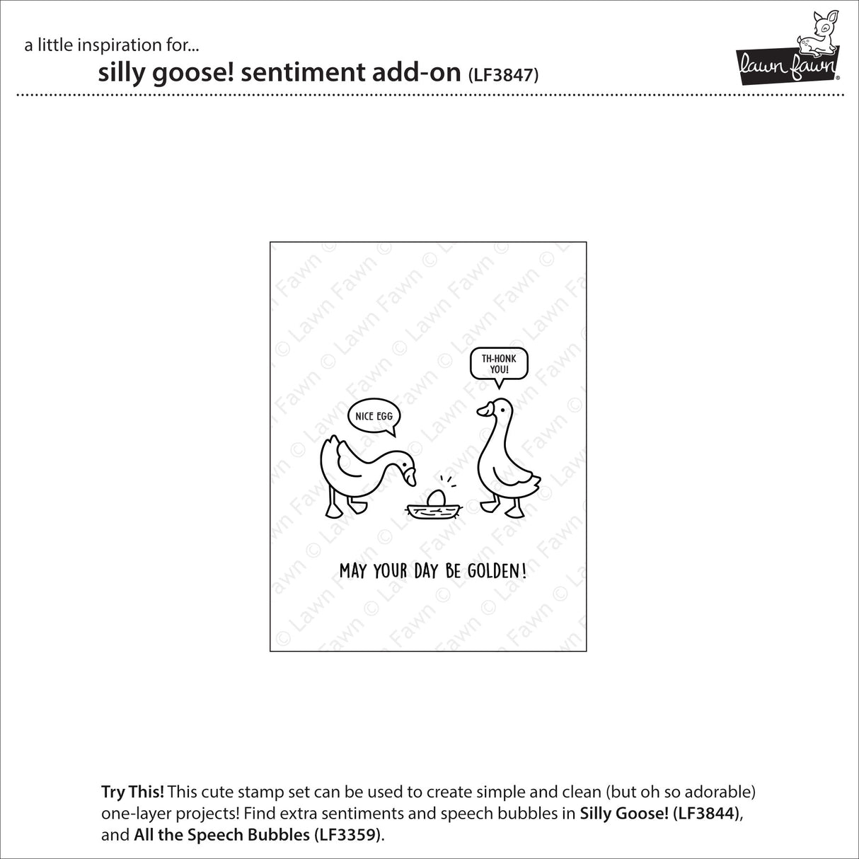 Lawn Fawn silly goose! sentiment add-on