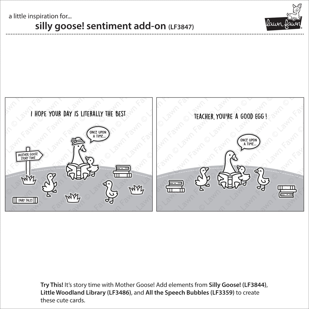Lawn Fawn silly goose! sentiment add-on