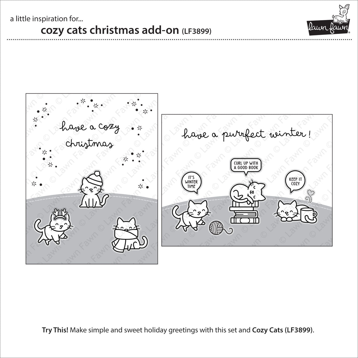 Lawn Fawn cozy cats christmas add-on
